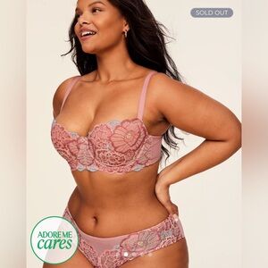 NEW Adore Me Colete Contour Floral Lace Balconette Bra Rosette 36G